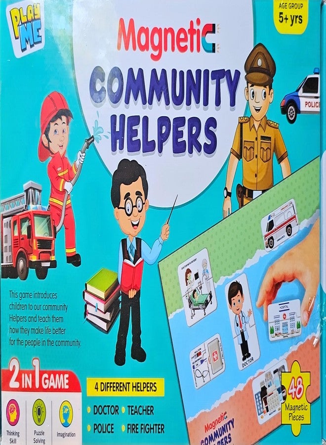 KITIKITTZ Kiti Kits Magnetic Community Helpers 2-in-1 Learning Game - 48 Magnetic Pieces, 4 Professions (Doctor, Teacher, Police, Firefighter) - Educational Toy for Kids Age 5+ - Image 1
